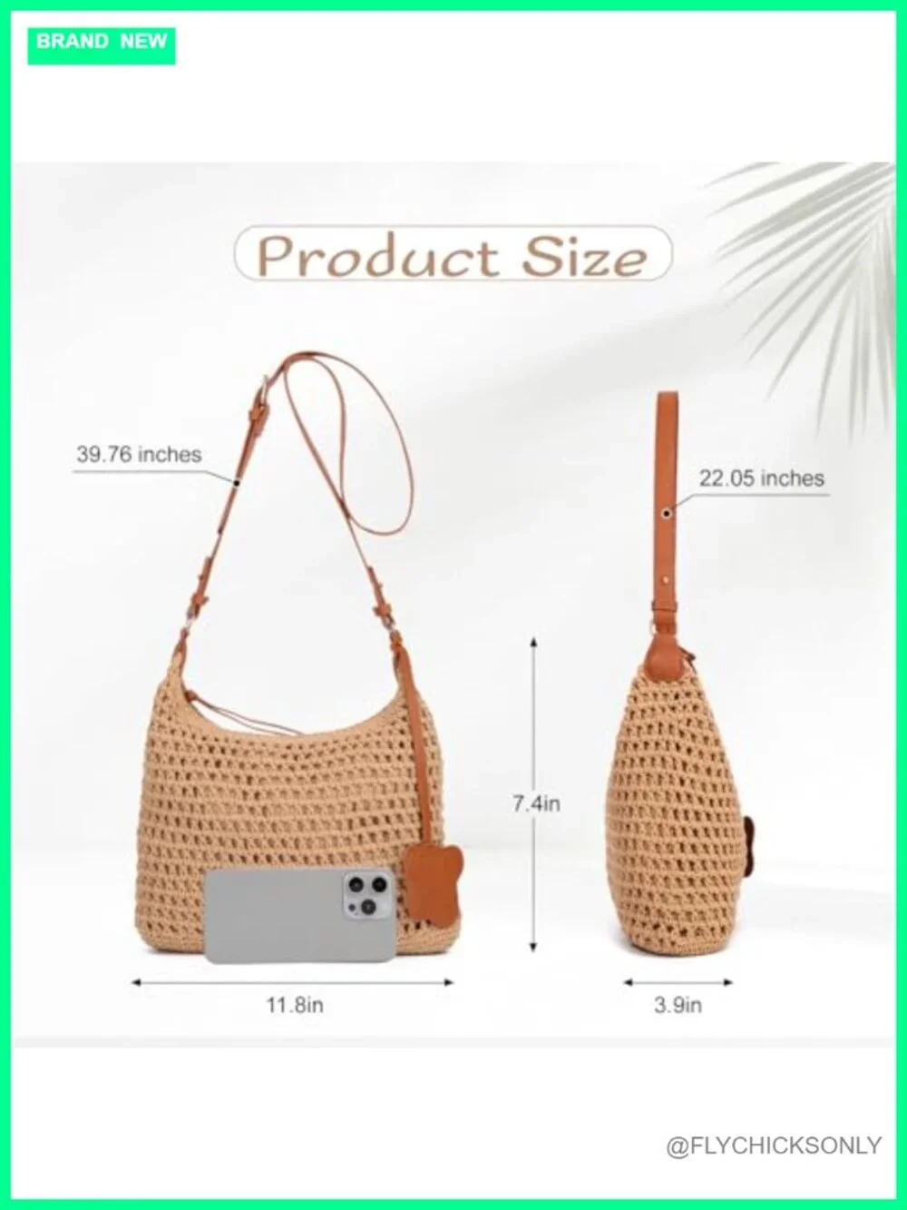 Handmade Crochet Hobo Purse Bag, Summer Beach Tote, Knitted Vacation Travel